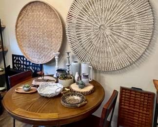 HUGE woven wall art, new dining room table ( straight out of the box!), NEW chairs from West Elm