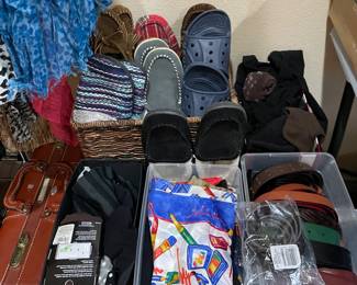 Scarves belts socks and slippers 