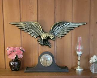Metal Eagle, Mantel Clock and more
