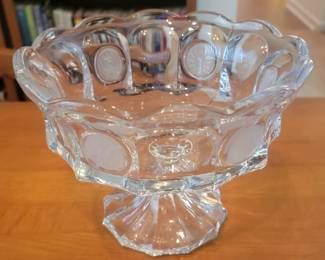 Fosteria Crystal Coin Footed Compote Bowl
