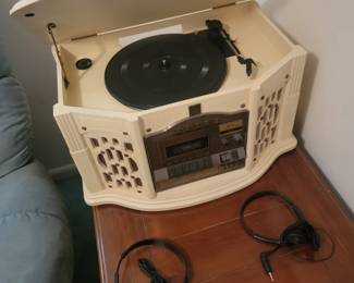 Thomas Pacconi Hand Painted White Phono w/CD Stereo Cassette