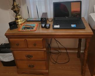 Maple Desk, Lap Top Computer and other office  supplies