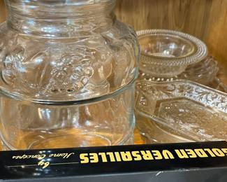 Pressed glass biscuit jar