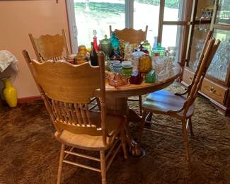 Oak dining table and chairs