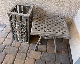 Side table with trash bin 