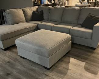 Grey sectional couch with ottoman 