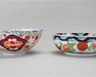 Two Different Antique 19thC Japanese Imari Porcelain Bowls
