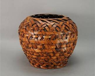 Antique Japanese Woven Bamboo Ikebana Flower Basket
