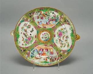 Fine Antique Chinese Export Porcelain Rose Medallion Heating Plate
