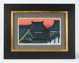 Framed Woodblock Print by Clifton Karhu HIGASHIYAMA II 1969

