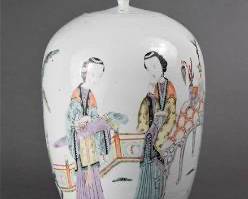 Antique Chinese 19thC Qing Porcelain Export Lidded Ginger Jar
