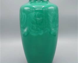 Fine Japanese Ando Jubei Green Wireless Cloisonne Silver Rimmed Vase
