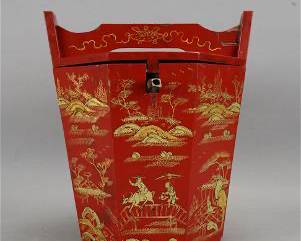 Antique Japanese Rykyu Lacquerware Wood Cover w/Pewter Sake Teapot Inside
