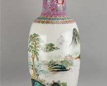 Huge Contemporary Chinese Decorated Porcelain Floor Vase Landscape Calligraphy
