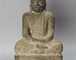 Antique/Ancient Carved Stone Seated Buddha from India or Southeast Asia
