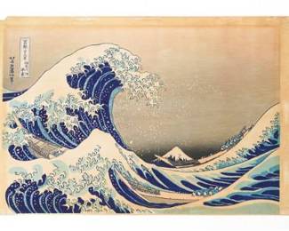 Katsushika Hokusai The Great Wave Original 19thC Japanese Woodblock Print
