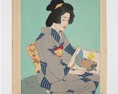 Jacoulet, Paul LA GEISHA KIYOKA. JOKYO Pencil Signed Woodblock Print
