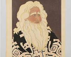 Jacoulet, Paul VIEIL AINO. CHIKABUMI HOKKAIDO. JAPON Pencil Signed, Numbered Woodblock Print
