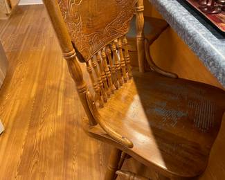 1of 3 pressed back oak stools