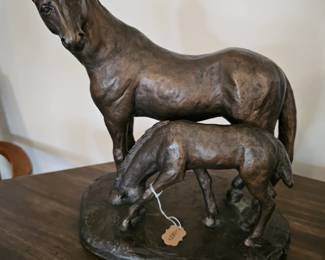 Artisan signed horse statue