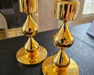 Design Asmussen Danish 24K plated mid century candlesticks