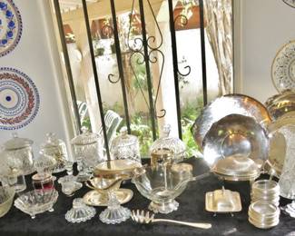 Silverplate, Stering & Crystal Serving PIeces