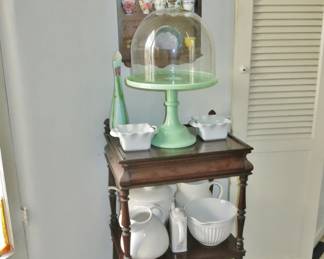 Great Antique Mosser Domed Cake / Pastry Stand on a Victorian Mahogany Whatnot