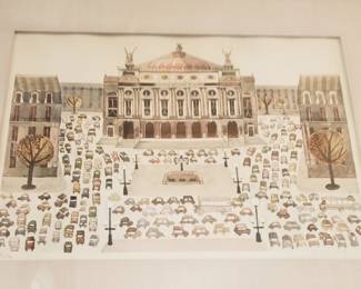 "Place Furstenburg"  Orig. Etching by Christine Chagnaux, listed