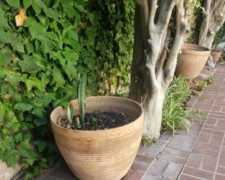 Three Large Retro Mid-Century Terracotta Planters