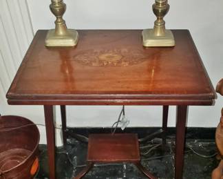 Edwardian Inlaid Flip-top Mahogany Table