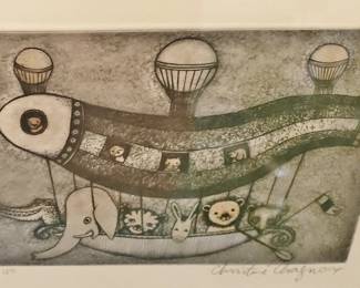 "Dirigible" Orig. Etching by Chrstine Chagnaux, listed