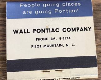 1959 Wall Pontiac Advertising Matchbook