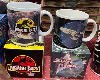 Jurassic Park and Star Trek Mugs