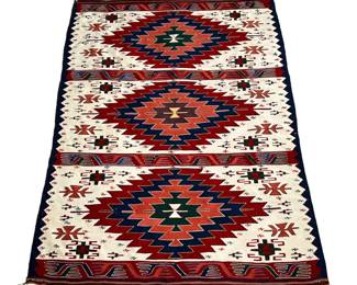 ANATOLIAN WOOL KILIM RUG | Having three medallions on a cream ground. - l. 60 x w. 40 in