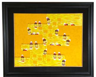 VIETNAMESE SCHOOL | "Working the fields". Oil on canvas. Showing multiple figures working in a field. Signed upper right and dated "2005". - w. 47 x h. 39 in (frame)