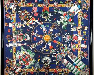 FRAMED HERMES SCARF | w. 37 x h. 37 in (frame)