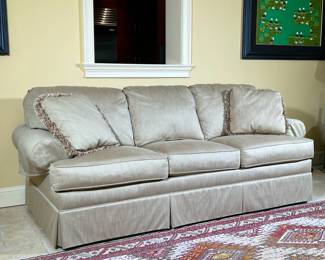 GOLD UPHOLSTERED SLEEPER SOFA | With Air Dream Sofa Sleeper air mattress . -  l. 88 x w. 38 x h. 36 in