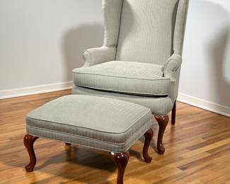 (2PC) QUEEN ANN STYLE WING CHAIR & OTTOMAN |
  l. 33 x w. 30 x h. 43 in