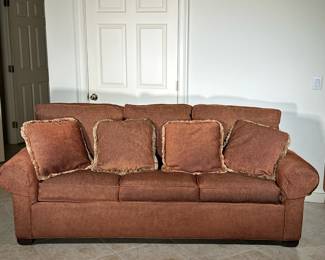 MOTIONCRAFT 3 CUSHION SLEEPER SOFA | With Air Dream Mattress in Presley red upholstery . - l. 84 x w. 35 x h. 36 in