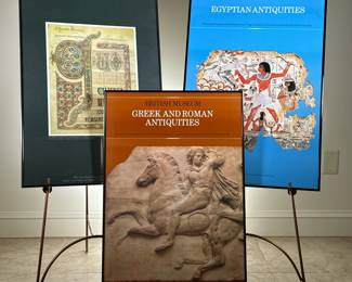 (3PC) BRITISH POSTERS | Including British museum, Greek and Roman antiquities; the British library; the British museum, Egyptian antiquities. - w. 20.5 x h. 30.5 in (each frame)