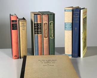 (11PC) CHILDRENS NOVELS | Including; Alice’s Adventures in Wonderland and Through the Looking Glass by Lewis Carol (1946); Grimms’ & Andersens Fairytales; Ming and Magnolia by Catherine I Dodd (1933); The Velveteen Rabbit by Margery Williams; The Children’s Story Bible (1948) and more. 