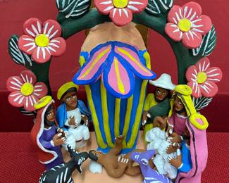 Mexican Folk Art Pottery Nativity Scene