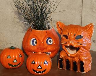Halloween Paper Mache, and Hard Plastic Jack O Lanterns