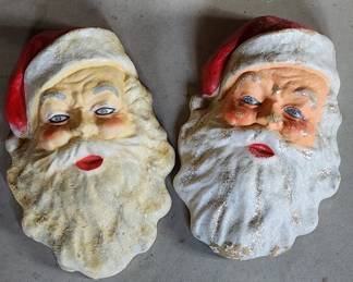 Large Paper Mache Santa Faces