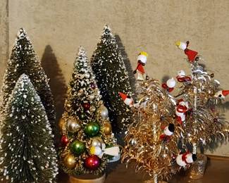 Tinsel and Bottle Brush Christmas Trees