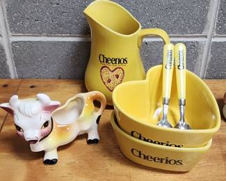 Cheerios Cereal Premiums, and cow creamer 