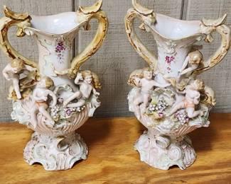 Exquisite Porcelain Vases with Cherubs