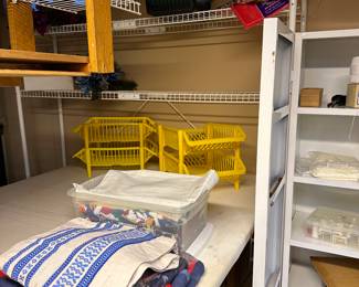 This is the sewing room in the basement! Some GREAT pieces for the sewer in your life and some excellent vintage furniture to boot! 