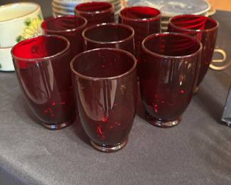 Eight stunning Anchor Hocking 8 oz. Ruby Red Glasses! 