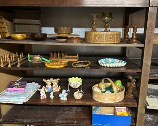 Now that all the boxes in the basement are emptied - The shelves are beginning to fill up! Vintage items abound! 